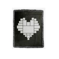 Double Layer Heart Panel Crystal Velvet Sublimation Blankets  With Black Tassel 125*150cm