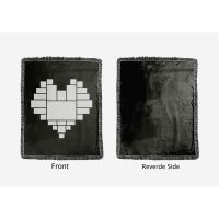 Double Layer Heart Panel Crystal Velvet Sublimation Blankets  With Black Tassel 125*150cm