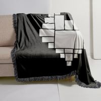 Double Layer Heart Panel Crystal Velvet Sublimation Blankets  With Black Tassel 125*150cm