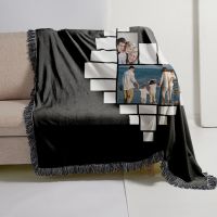 Double Layer Heart Panel Crystal Velvet Sublimation Blankets  With Black Tassel 125*150cm