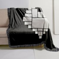 Double Layer Heart Panel Crystal Velvet Sublimation Blankets  With Black Tassel 100*125cm
