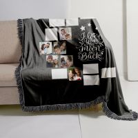 Sublimation Moon Panel Blankets With Black Tassel(large Letters )125*150cm