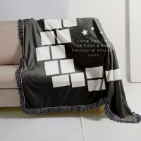 Sublimation Blank Moon Panel  Blankets With Black Tassel 125*150cm (Small Letters )