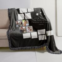 Sublimation Blank Moon Panel  Blankets With Black Tassel 125*150cm (Small Letters )