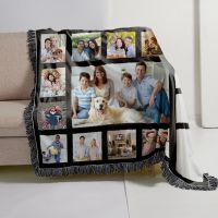 Sublimation 15 Panel Double Layer Crystal Velvet Blankets With Black Tassel 100*125cm