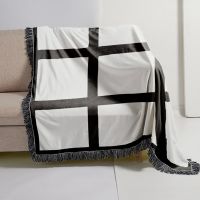 Sublimation 9 Panel Double Layer Crystal Velvet Blankets With Black Tassel  100*125cm