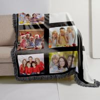 Sublimation 9 Panel Double Layer Crystal Velvet Blankets With Black Tassel  100*125cm