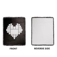 Sublimation Heart Panel Flannel Blankets With  Black Tassel 100*150cm