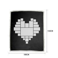 Sublimation Heart Panel Flannel Blankets With  White Tassel 100*150cm