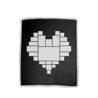 Sublimation Heart Panel Flannel Blankets With  White Tassel 100*150cm