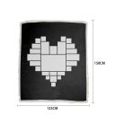 Sublimation Heart Panel Flannel Blankets With  White Tassel 125*150cm