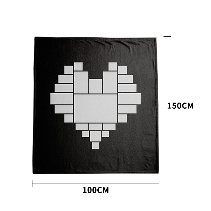 Sublimation Heart Panel Flannel Blankets 100*150cm