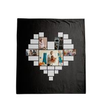 Sublimation Heart Panel Flannel Blankets  100*125cm