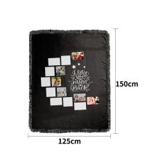 I Love You to the Moon and Back-Moon Panel Flannel Sublimation Blankets with Black Tassel 125*150cm