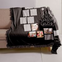 I Love You to the Moon and Back-Moon Panel Flannel Sublimation Blankets with Black Tassel 125*150cm