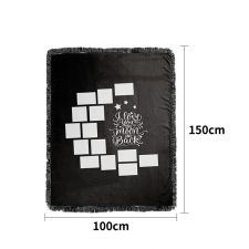 I Love You to the Moon and Back-Moon Panel Flannel Sublimation Blankets with Black Tassel 100*150cm