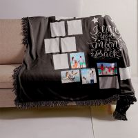 I Love You to the Moon and Back-Moon Panel Flannel Sublimation Blankets with Black Tassel 100*150cm