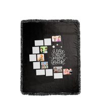 I Love You to the Moon and Back-Moon Panel Flannel Sublimation Blankets with Black Tassel 100*150cm