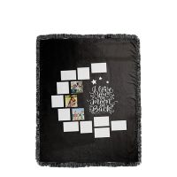 I Love You to the Moon and Back-Moon Panel Flannel Sublimation Blankets with Black Tassel 100*125cm