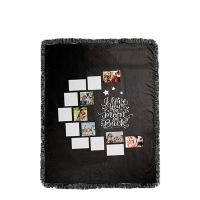 I Love You to the Moon and Back-Moon Panel Flannel Sublimation Blankets with Black Tassel 100*125cm