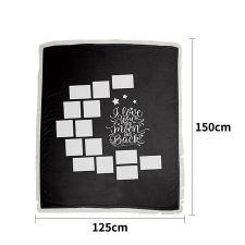 I Love You to the Moon Sublimation Panel Flannel Blankets with White Tassel 125*150cm