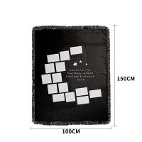 I Love You to the Moon and Back-Moon Panel Flannel Sublimation Blankets with Black Tassel 100*150cm(Small text)