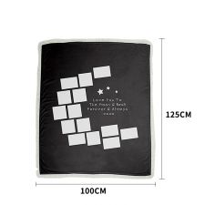 I Love You to the Moon and Back-Moon Panel Flannel Sublimation Blankets White Tassel 100*125cm (Small text)