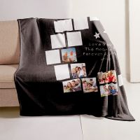 I Love You to the Moon and Back-Moon Panel Flannel Sublimation Blankets 100*150cm (Small text)