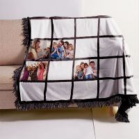 Sublimation 20 Panel Flannel Blankets With Black Tassel 100*150cm