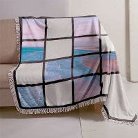 Sublimation 20 Panel Flannel Blankets With White Tassel 100*150cm