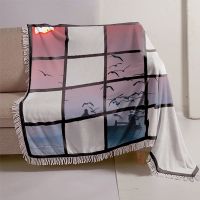Sublimation 20 Panel Flannel Blankets With White Tassel 100*125cm