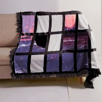 Sublimation 18 Panel Flannel Blankets With Black Tassel 100*125cm