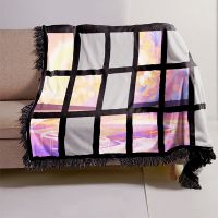 Sublimation 18 Panel Flannel Blankets With Black Tassel 125*150cm