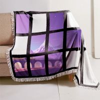 Sublimation 18 Panel Flannel Blankets With White Tassel 100*125cm