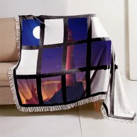 Sublimation 18 Panel Flannel Blankets With White Tassel 125*150cm