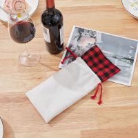 Sublimation christmas decorations wine bottle cover red and black plaid wine bag