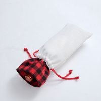 Sublimation christmas decorations wine bottle cover red and black plaid wine bag