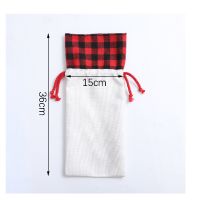 Sublimation christmas decorations wine bottle cover red and black plaid wine bag