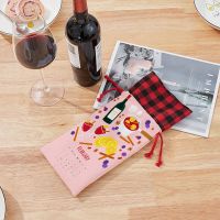 Sublimation christmas decorations wine bottle cover red and black plaid wine bag