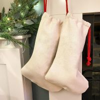 Sublimation Christmas Blank Linen drawstring Stockings