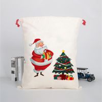 Sublimation Blanks Linen Christmas Santa Sack with Red String