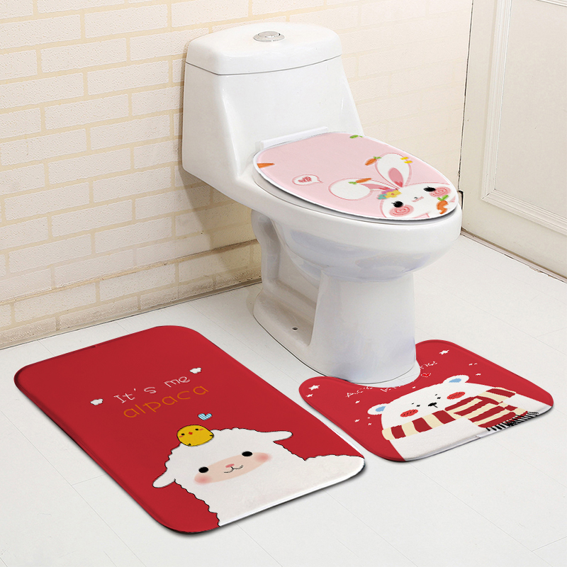 Sublimation bathroom mats toilet three-piece set（small）