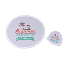 Sublimation Polyster White Trim Foldable Fan with Pouch