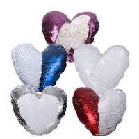 Sublimation Heart Flip Sequin Pillow Case（white+red）