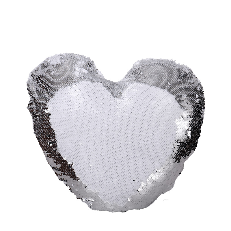 Sublimation Heart Flip Sequin Pillow Case（white+silver）