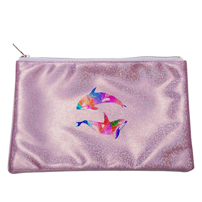 Sublimation Glitter Cosmetic Bag with Zipper-pink