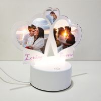 Sublimation Blank Acrylic lamp-frosted 3 hearts-with 15 colors USB stand