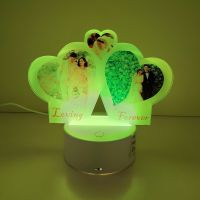 Sublimation Blank Acrylic lamp-frosted 3 hearts-with 15 colors USB stand