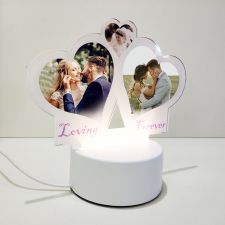 Sublimation Blank Acrylic lamp-frosted 3 hearts-with 3 colors USB stand