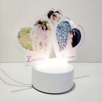 Sublimation Blank Acrylic lamp-frosted 3 hearts-with 3 colors USB stand